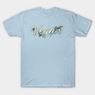 Happy Vegan Sunny Paint Splatter Graphic Logo T-Shirt T-Shirt